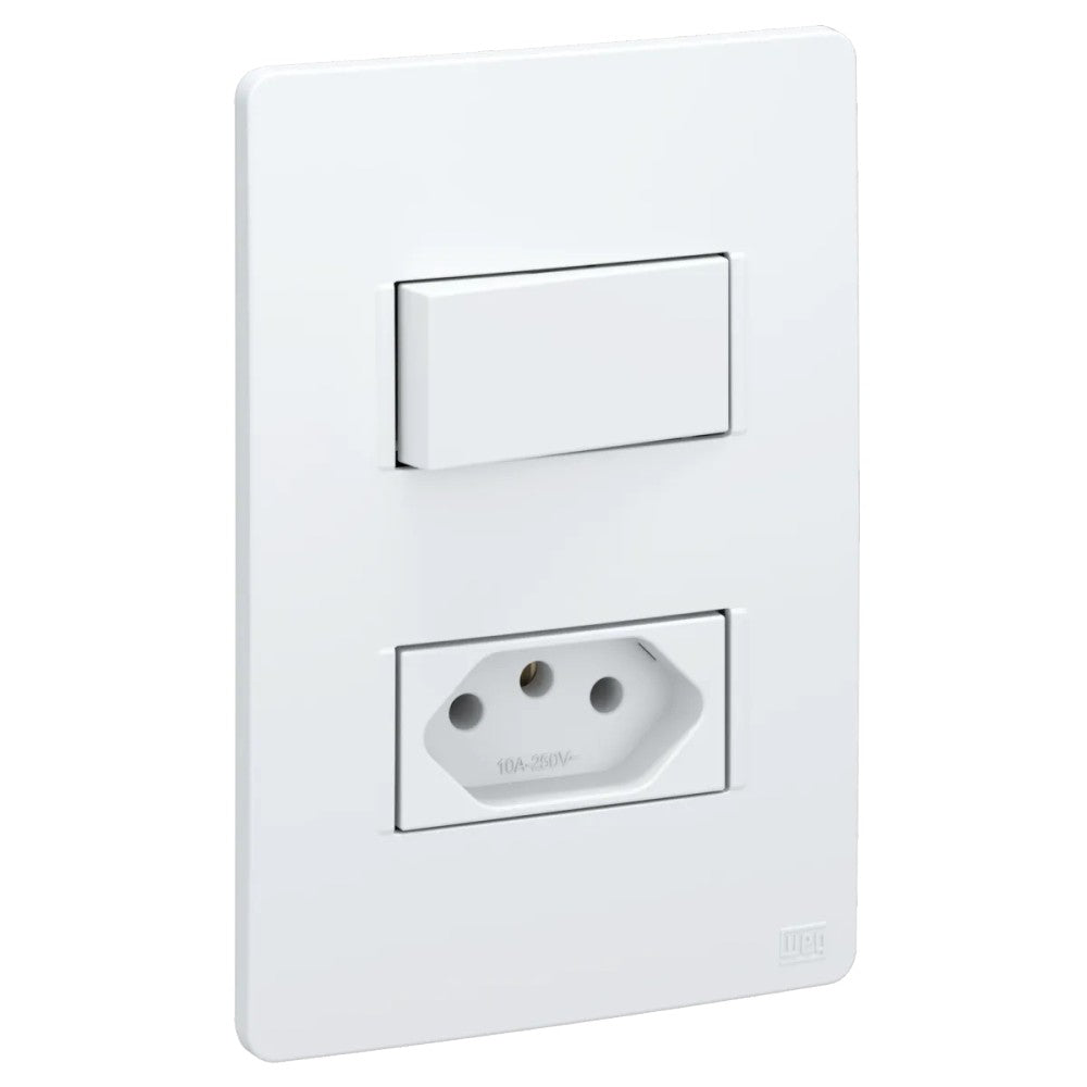 Conjunto 1 Interruptor Simples e 1 Tomada 2P T 10A Branco Esatta WEG