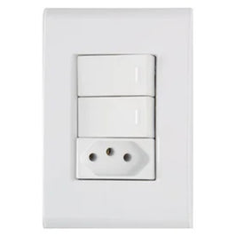 Conjunto 2 Interruptores Simples e 1 Tomada 10A Branco com Placa Liz Tramontina