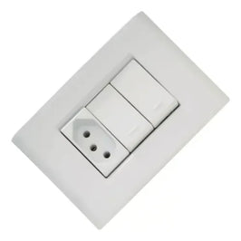 Conjunto 2 Interruptores Simples e 1 Tomada 20A Branco com Placa Liz Tramontina