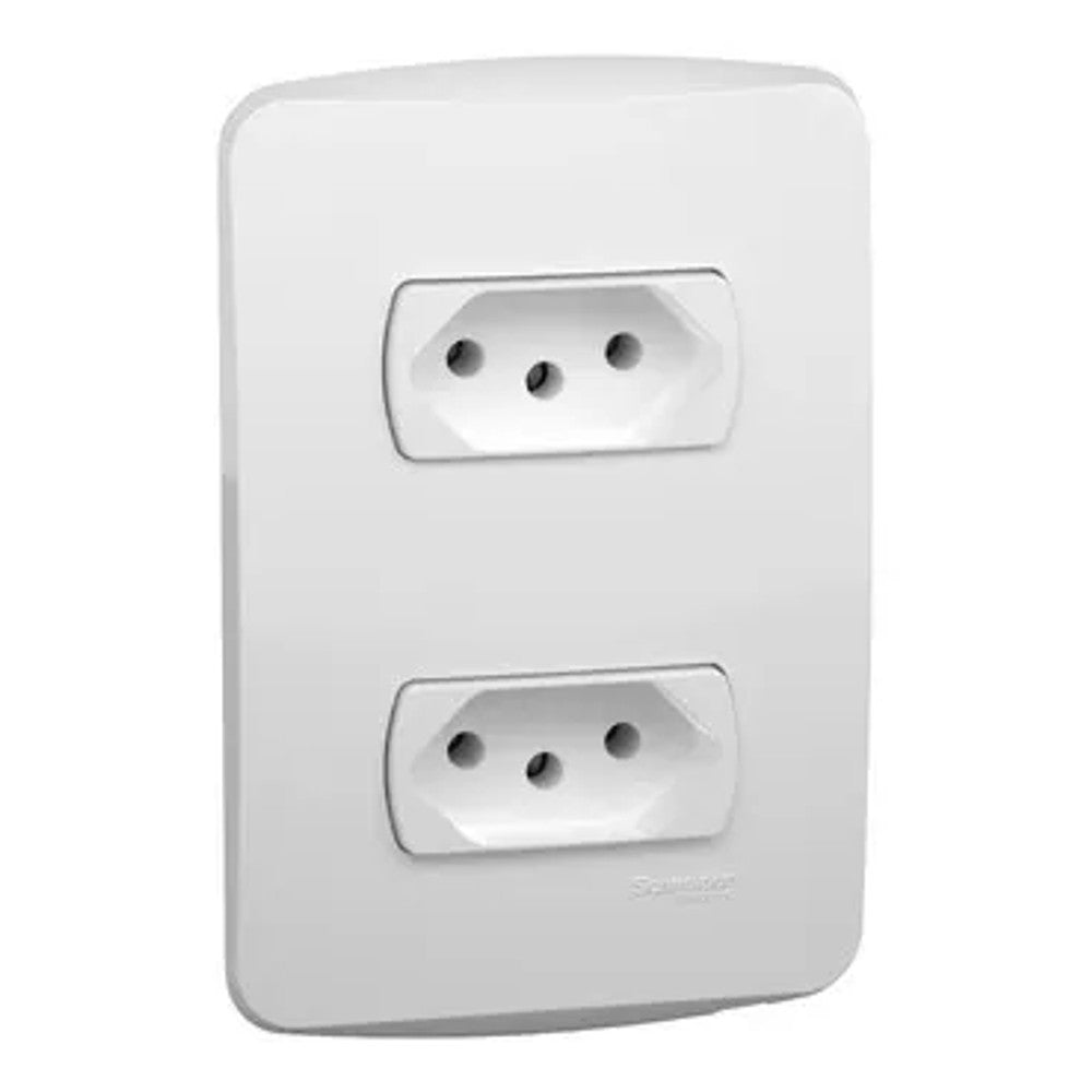 Conjunto 2 Tomadas 10A com Placa Branco Miluz Schneider 60440