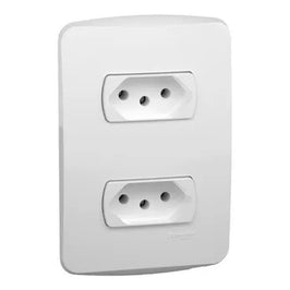 Conjunto 2 Tomadas 10A com Placa Branco Miluz Schneider 60440