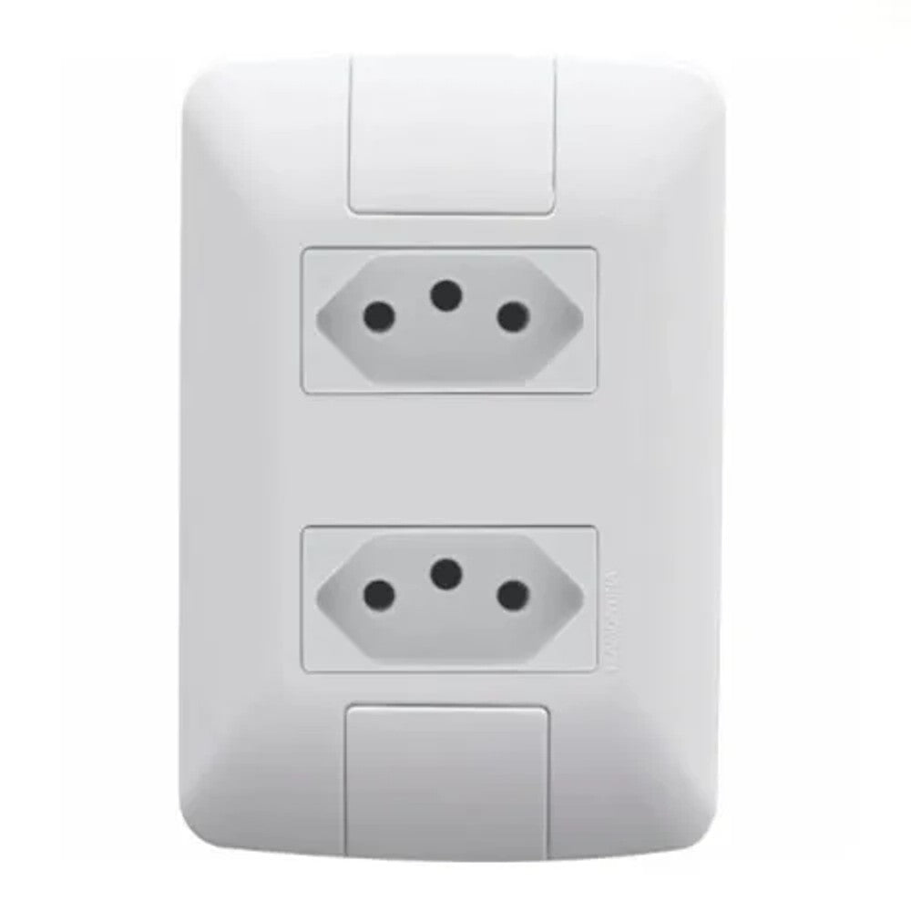 Conjunto 2 Tomadas 2P T 20A Branco Tramontina Aria com Placa