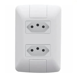 Conjunto 2 Tomadas 2P T 20A Branco Tramontina Aria com Placa