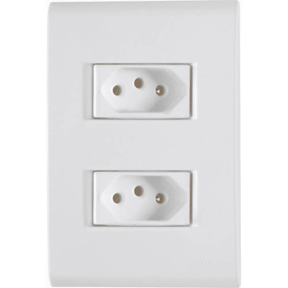 Conjunto 3 Tomadas 10A com Placa Branco Liz Tramontina