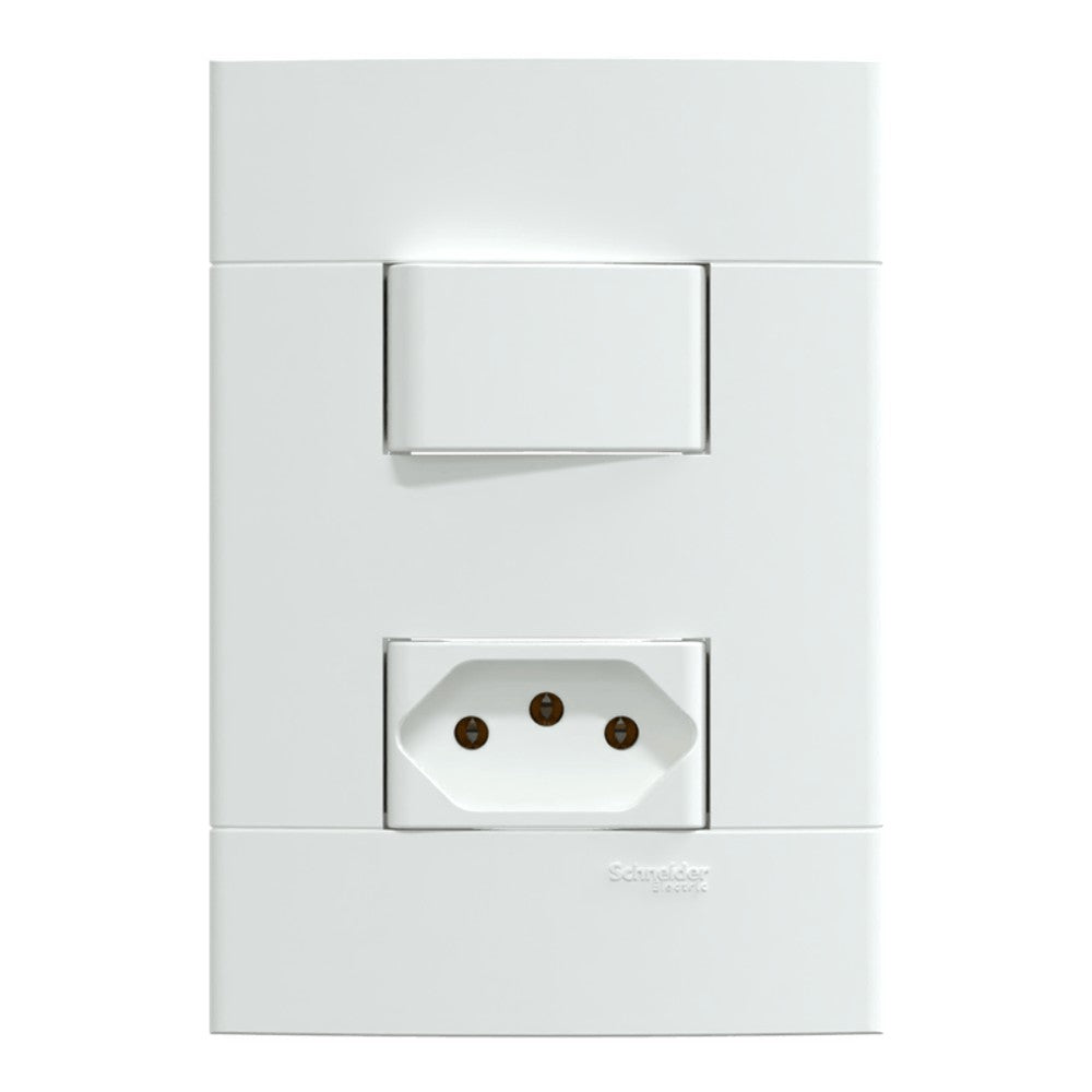 Conjunto Interruptor Paralelo e Tomada 10A Branco Lunare UP Schneider