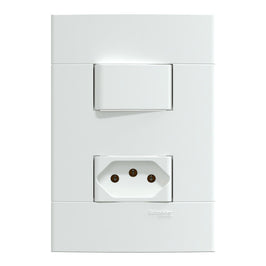 Conjunto Interruptor Paralelo e Tomada 10A Branco Lunare UP Schneider