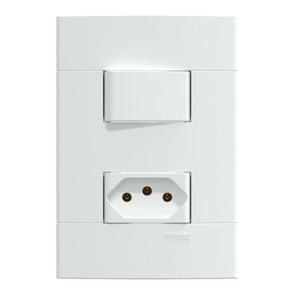 Conjunto Interruptor Paralelo e Tomada 10A Branco Lunare UP Schneider