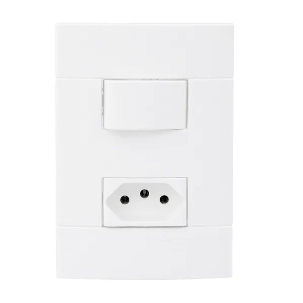 Conjunto Interruptor Simples e Tomada 10A Branco Lunare 4404721