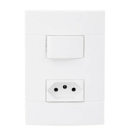 Conjunto Interruptor Simples e Tomada 10A Branco Lunare 4404721