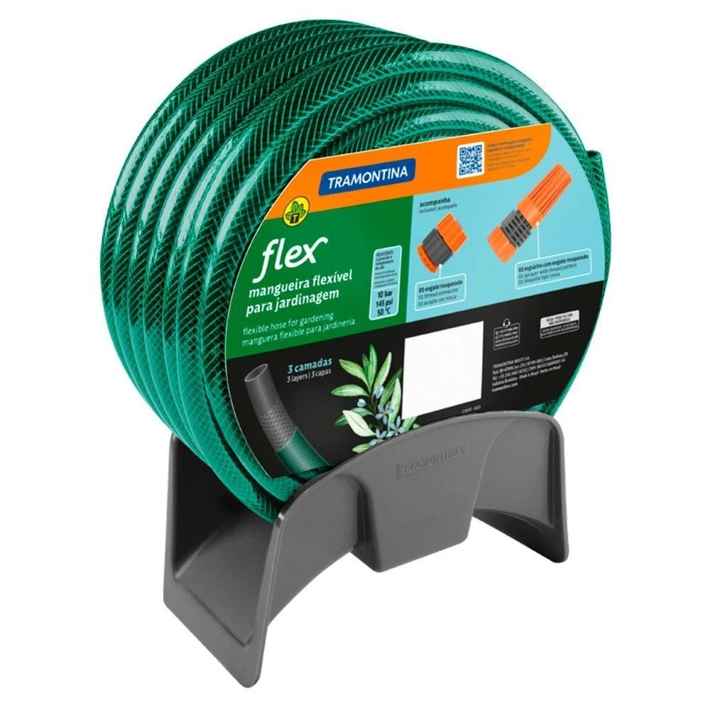 Conjunto Mangueira de Jardim 15m com Suporte Tramontina Verde 79322/150