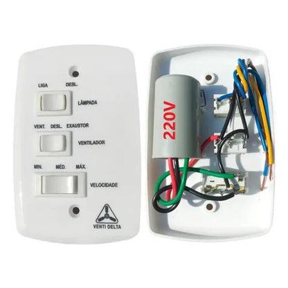 Controle de Ventilação Dimmer Bivolt 4x2 400W Venti-Delta