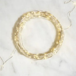 Cordão de Cobre 50 LEDs a Bateria Branco Quente
