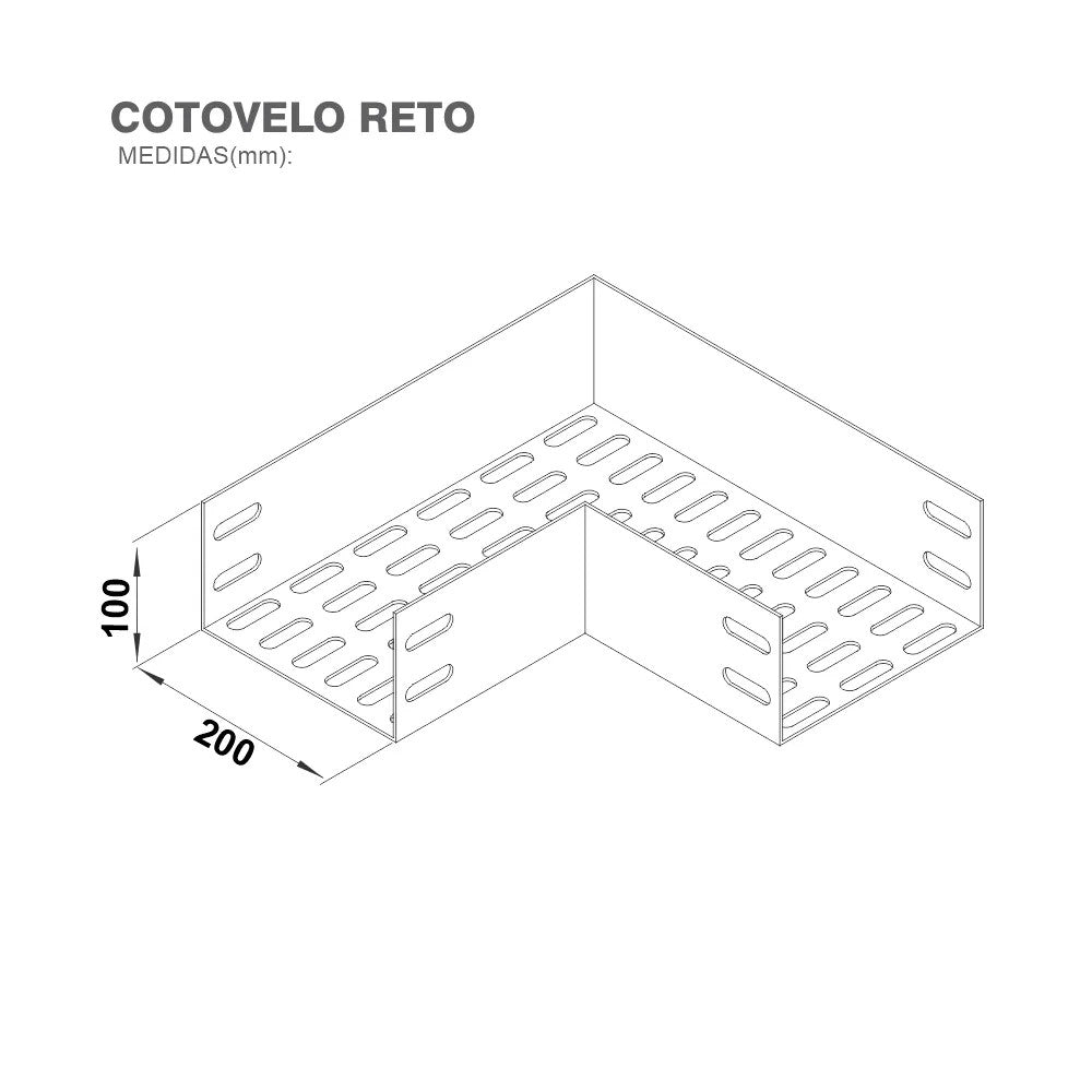 Cotovelo Reto 200 x 100 Chapa 24 para Eletrocalha