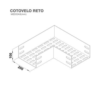 Cotovelo Reto 200 x 100 Chapa 24 para Eletrocalha