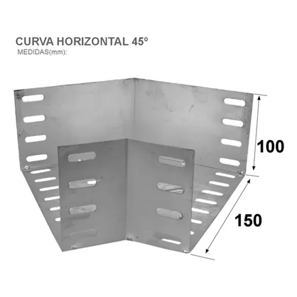 Curva Horizontal 45 Graus 150x100 Chapa 24 Para Eletrocalha