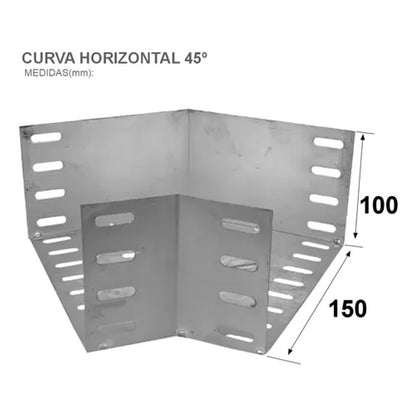 Curva Horizontal 45 Graus 150x100 Chapa 24 Para Eletrocalha