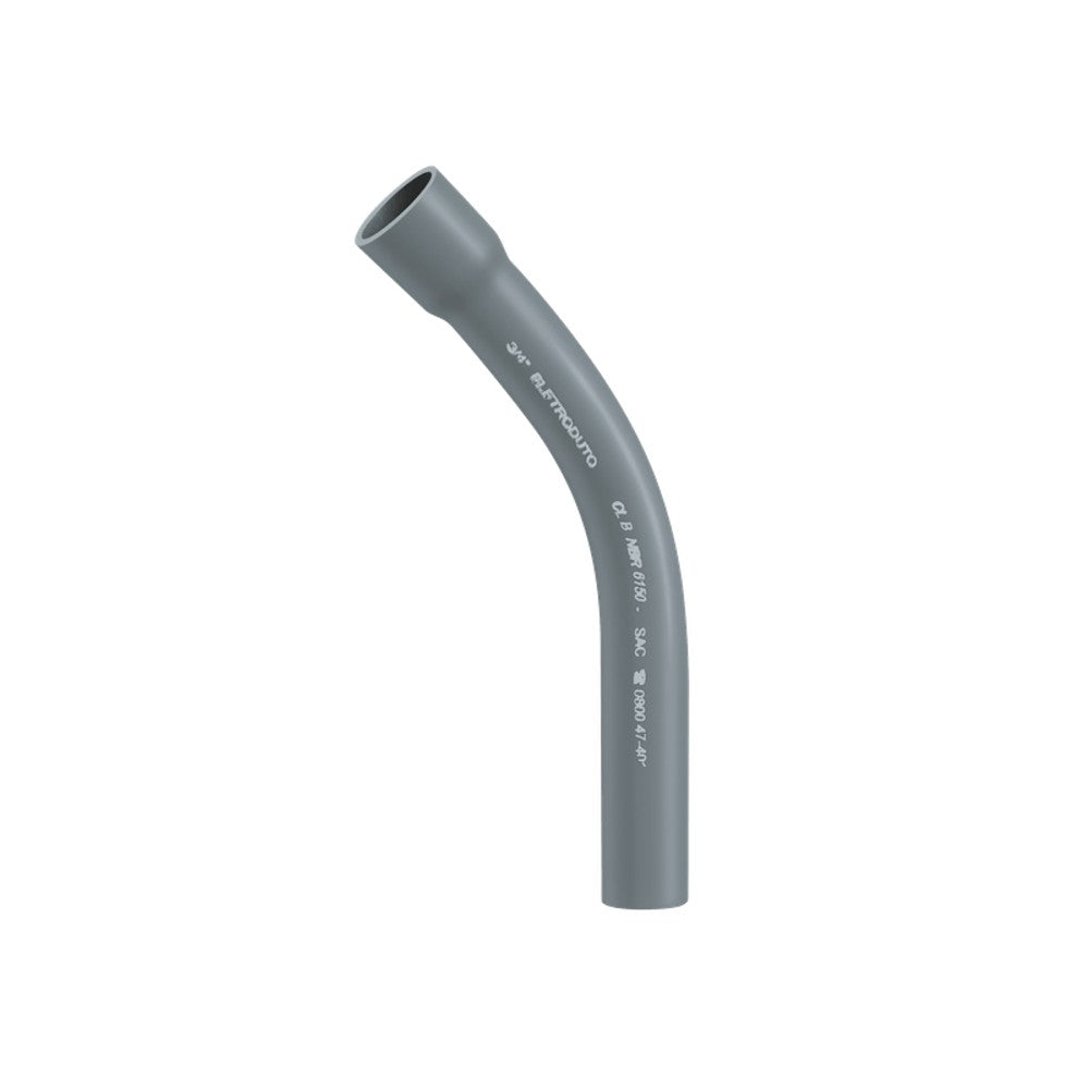 Curva PVC Cinza Escuro Sem Rosca 45º 1/2 Polegada Wetzel
