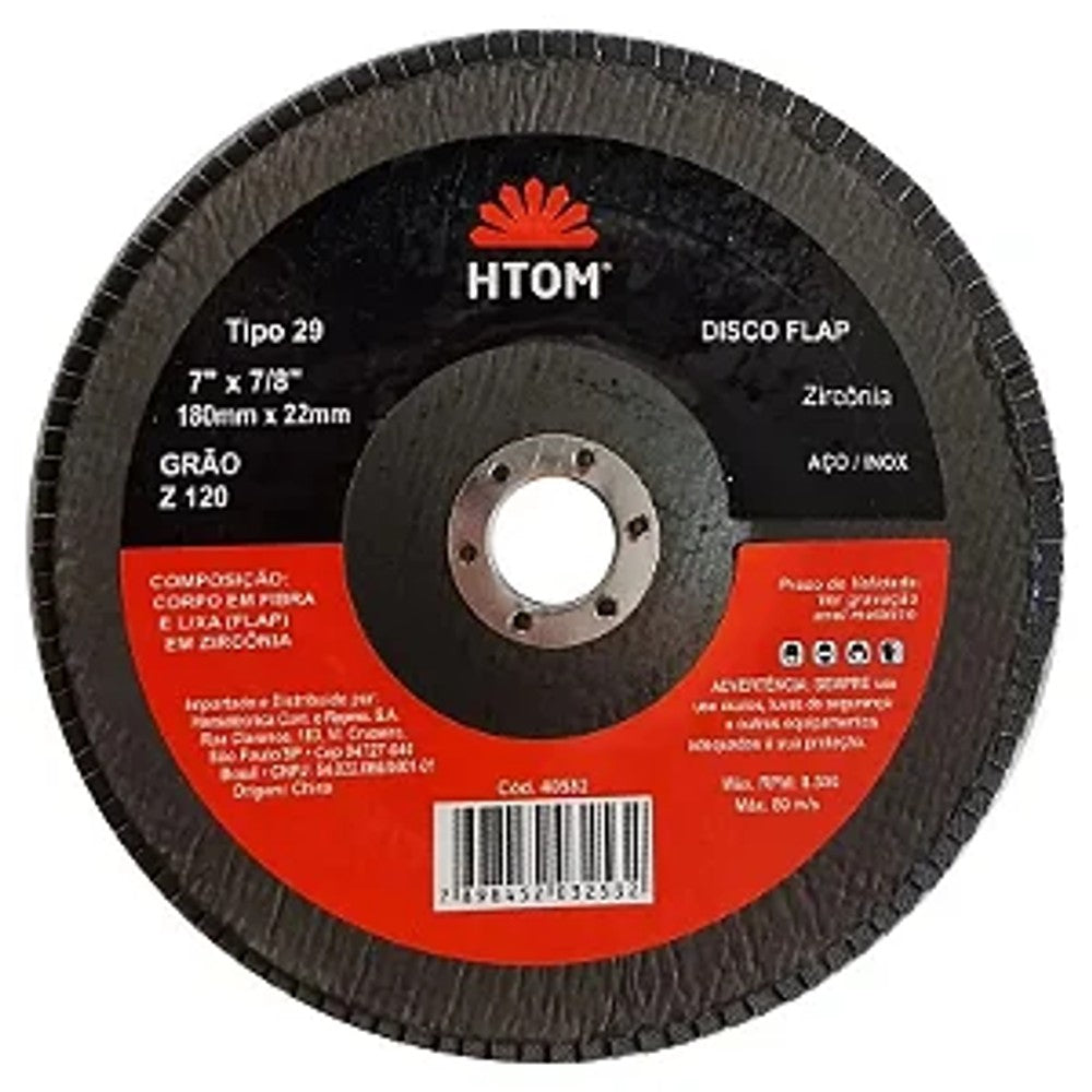 Disco Flap 4.1/2 X 7/8 Grão 120 40578 HTOM