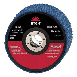 Disco Flap 4.1/2 X 7/8 Grão 40 40575 HTOM