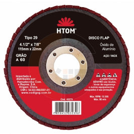 Disco Flap 4.1/2 X 7/8 Grão 60 40576 HTOM
