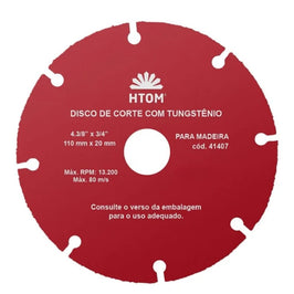 Disco de Corte Diamantado para Madeira 110mm x 20mm HTOM