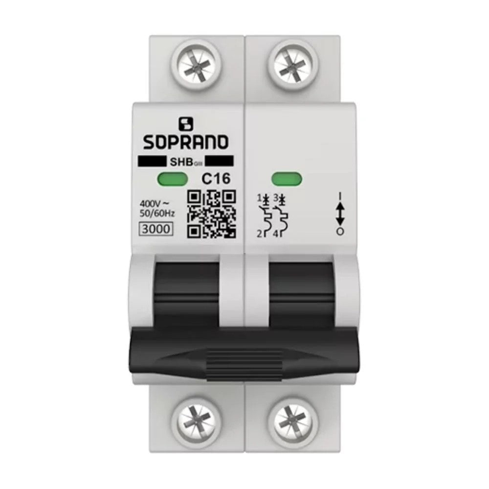 Disjuntor Bipolar 16A 3/4,5KA GIII Soprano