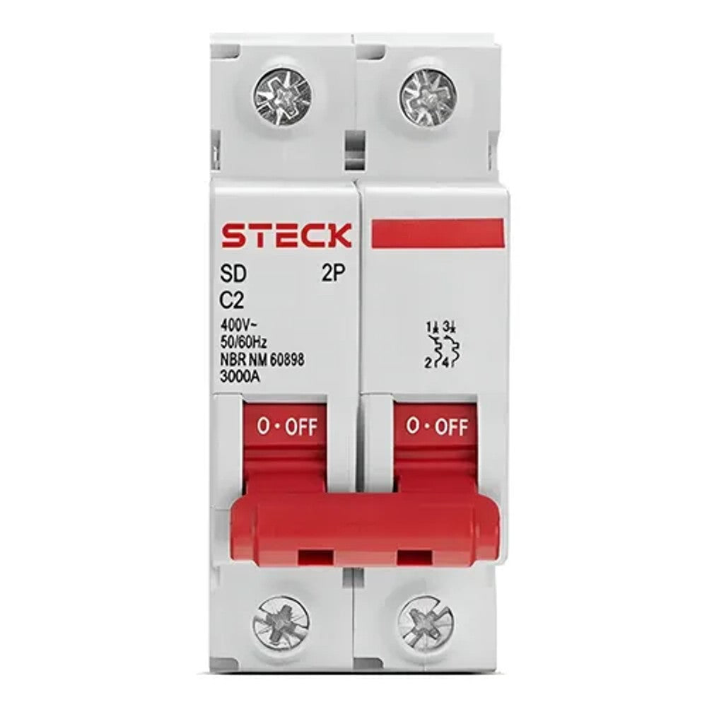 Disjuntor Bipolar Curva C 4A 3kA SD-62C04 Steck