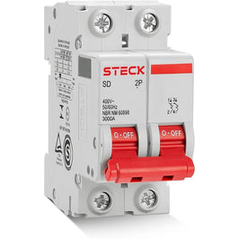 Disjuntor Bipolar Curva C 6A 3kA SD-62C06 Steck