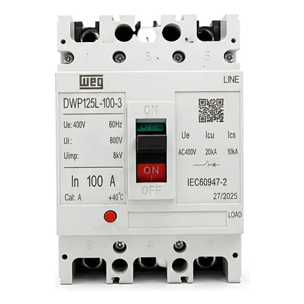 Disjuntor Caixa Moldada DWP125L 3 Polos 100A WEG