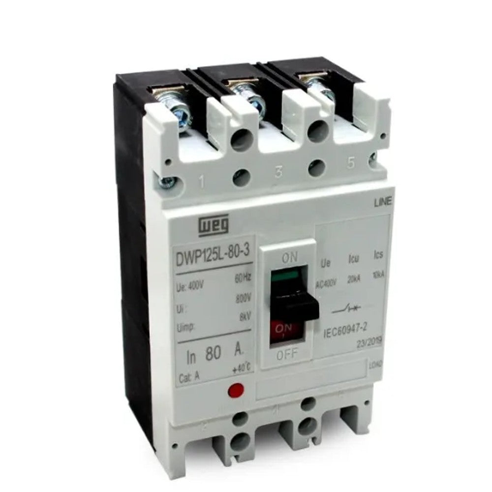 Disjuntor Caixa Moldada DWP125L 3 Polos 80A WEG