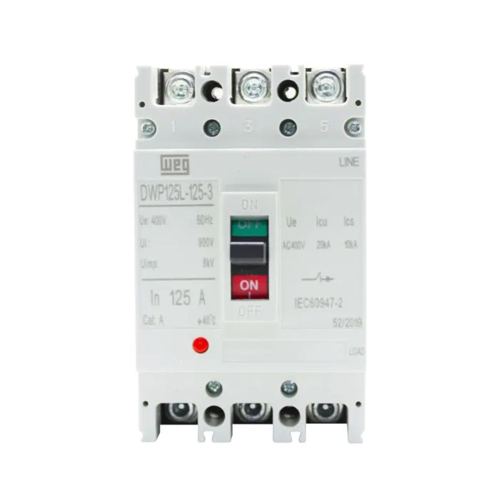 Disjuntor Com Caixa Moldada DWP125L 3 Polos 125A WEG