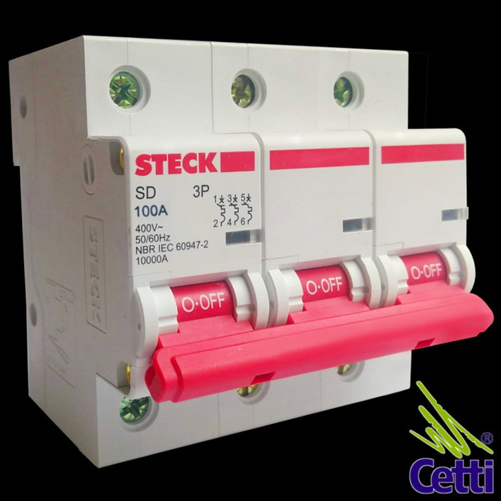 Disjuntor Tripolar 100A 6kA SD3C100 Steck
