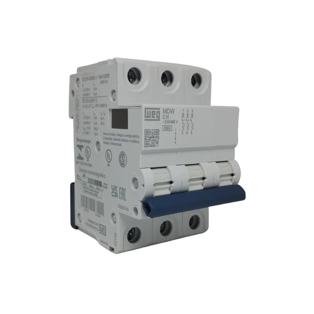 Disjuntor Tripolar 10A 3/5kA MDWP-C10-3 WEG