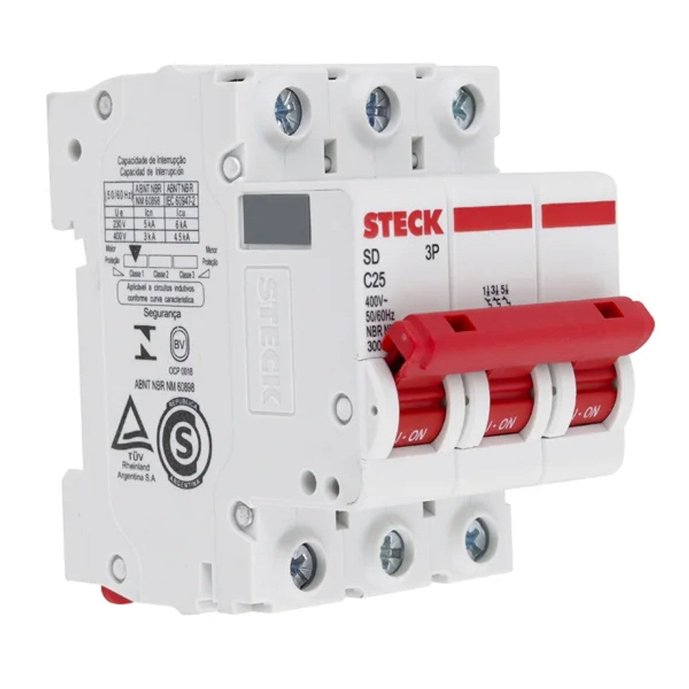 Disjuntor Tripolar 25A 3KA SD-63C25 Steck
