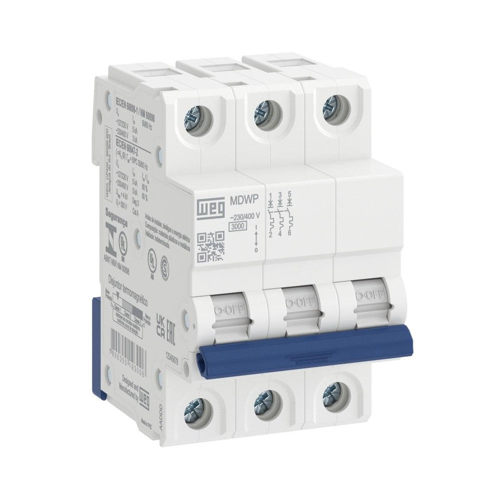 Disjuntor Tripolar 6A 3/5kA MDWP-C6-3 WEG