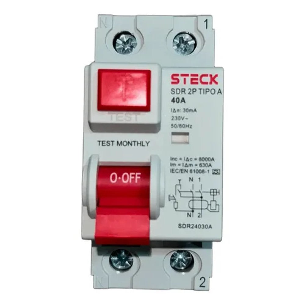 Dispositivo DR 4 Polos 30mA 40A Tipo A Steck