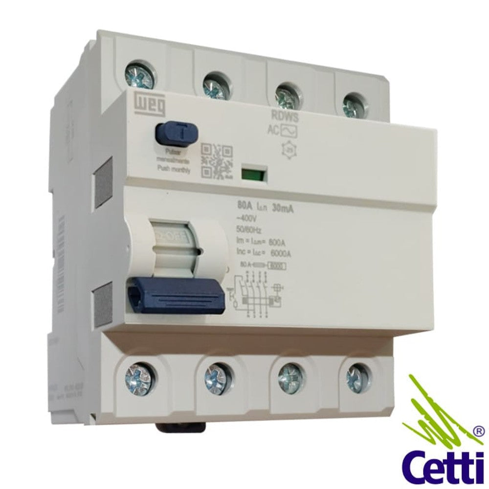 Dispositivo DR 4 Polos 30mA 80A WEG
