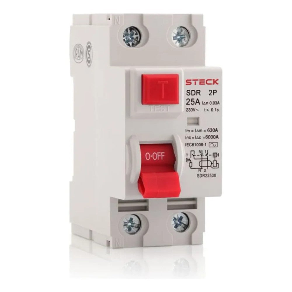 Dispositivo Diferencial Residual 4 Polos 30MA 25A Steck