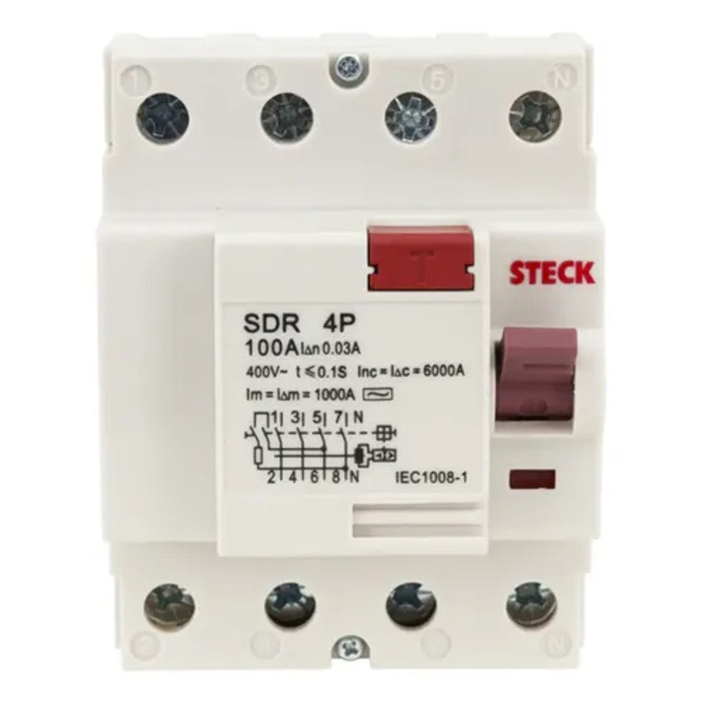 Dispositivo Diferencial Residual 4 Polos 30mA 100A Steck