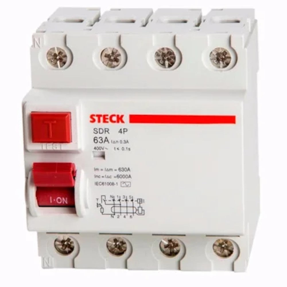 Dispositivo Diferencial Residual 4 Polos 30mA 63A Steck