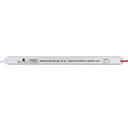 Driver LED Gaya 60W 5A 12V Bivolt IP20 Slim Alumínio 9366