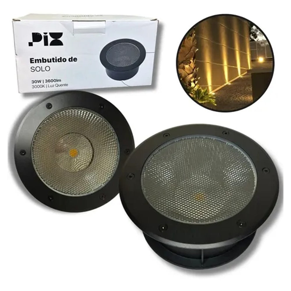 Embutido de Solo LED 30W 3000K 12º Alumínio Preto PIX