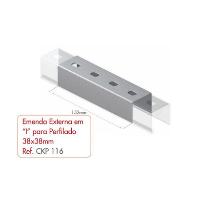 Emenda Externa I 38x38 Chapa 24 para Perfilado