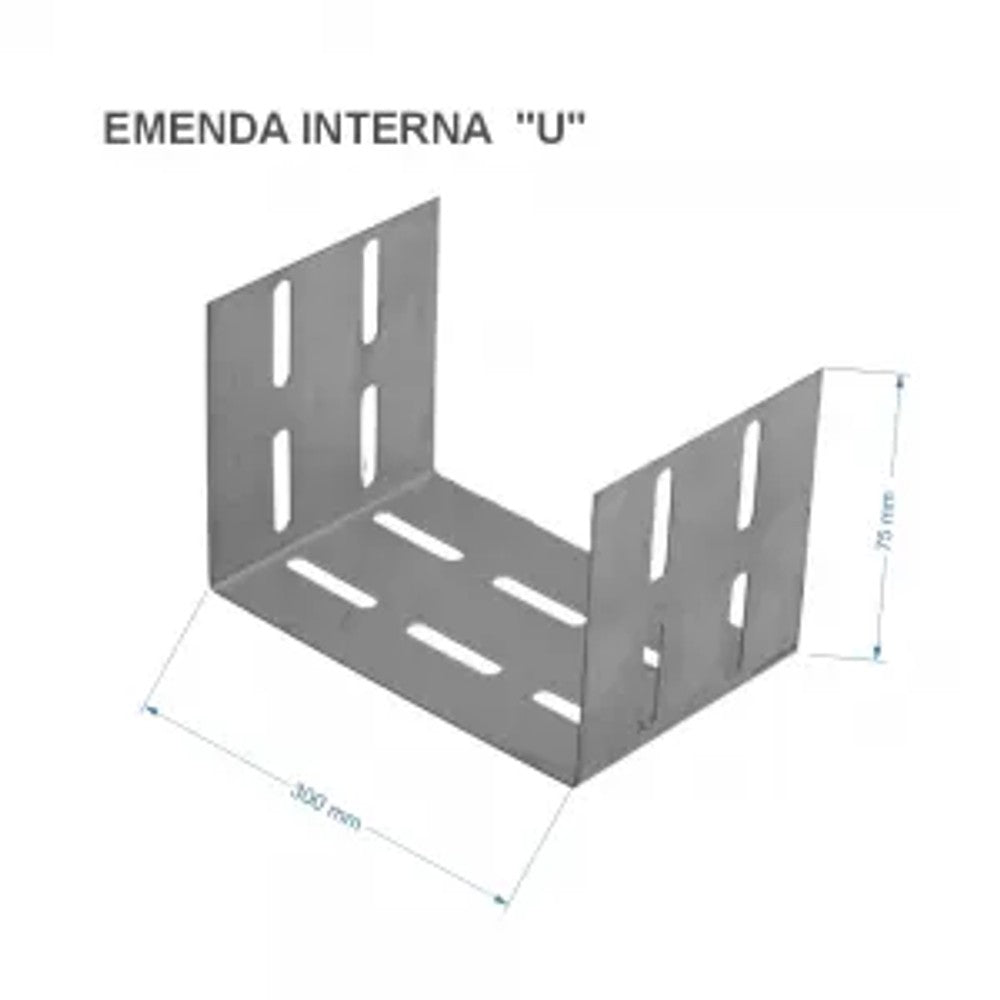 Emenda U 300x50 Chapa 24 para Eletrocalha