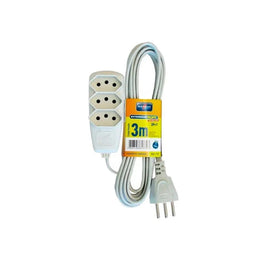 Extensão Elétrica PP 3x0,75mm 10A 3 metros Cinza Daneva