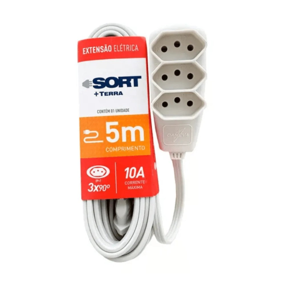 Extensão PP 3X0,75MM 10A 5m Gelo 1714