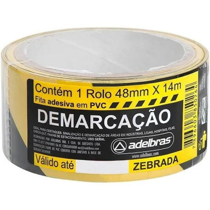 Fita Demarcação de Solo 48mm x 14m Amarela e Preta Adelbras