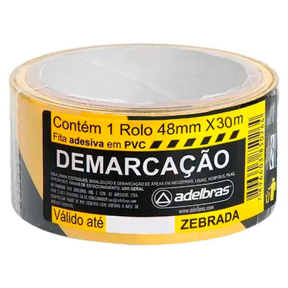 Fita Demarcação de Solo 48mm x 30m Amarelo e Preto Adelbras