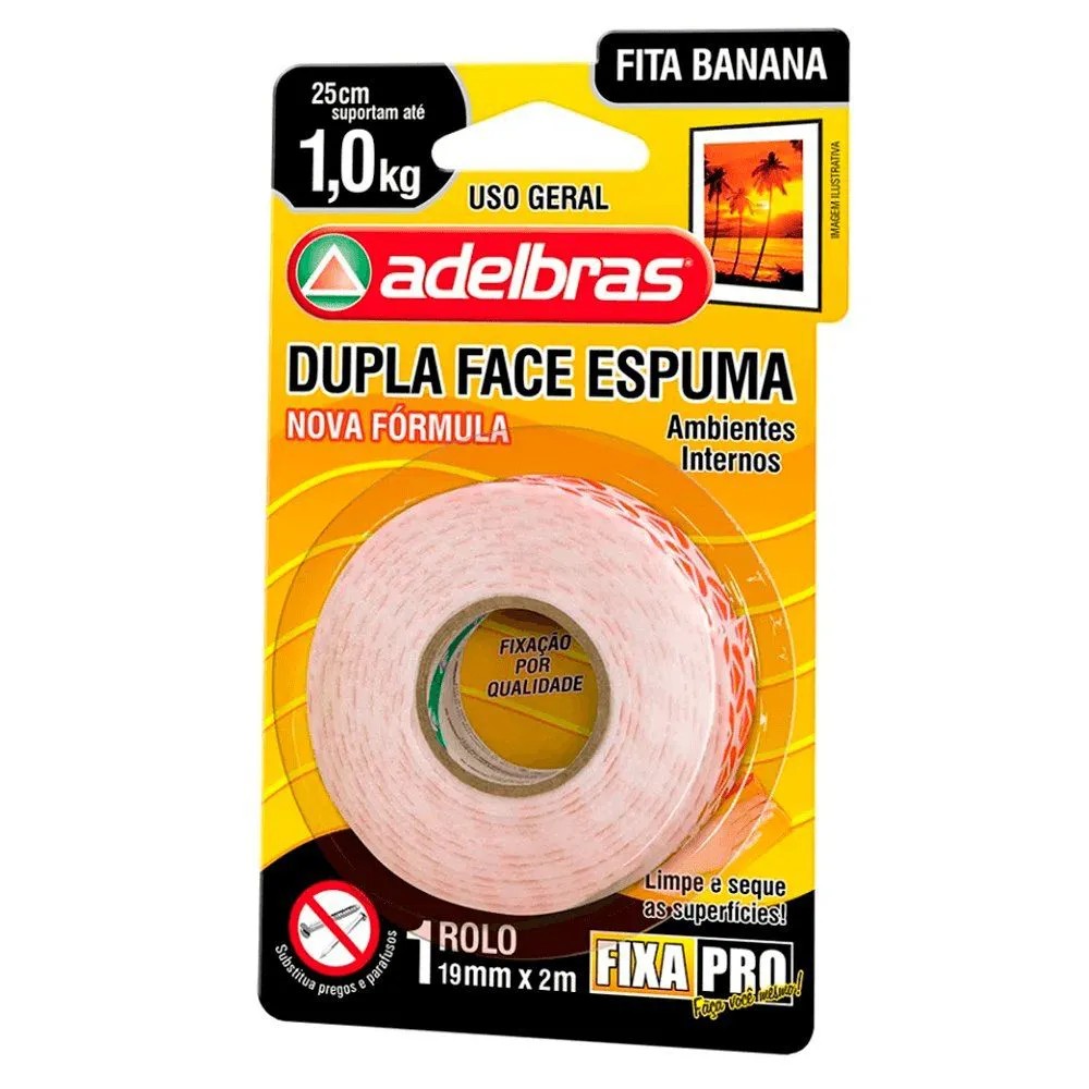 Fita Dupla Face Espuma 19mm x 2m PRO941 Adelbras