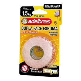 Fita Dupla Face Espuma 24mm x 2m Branca Adelbras